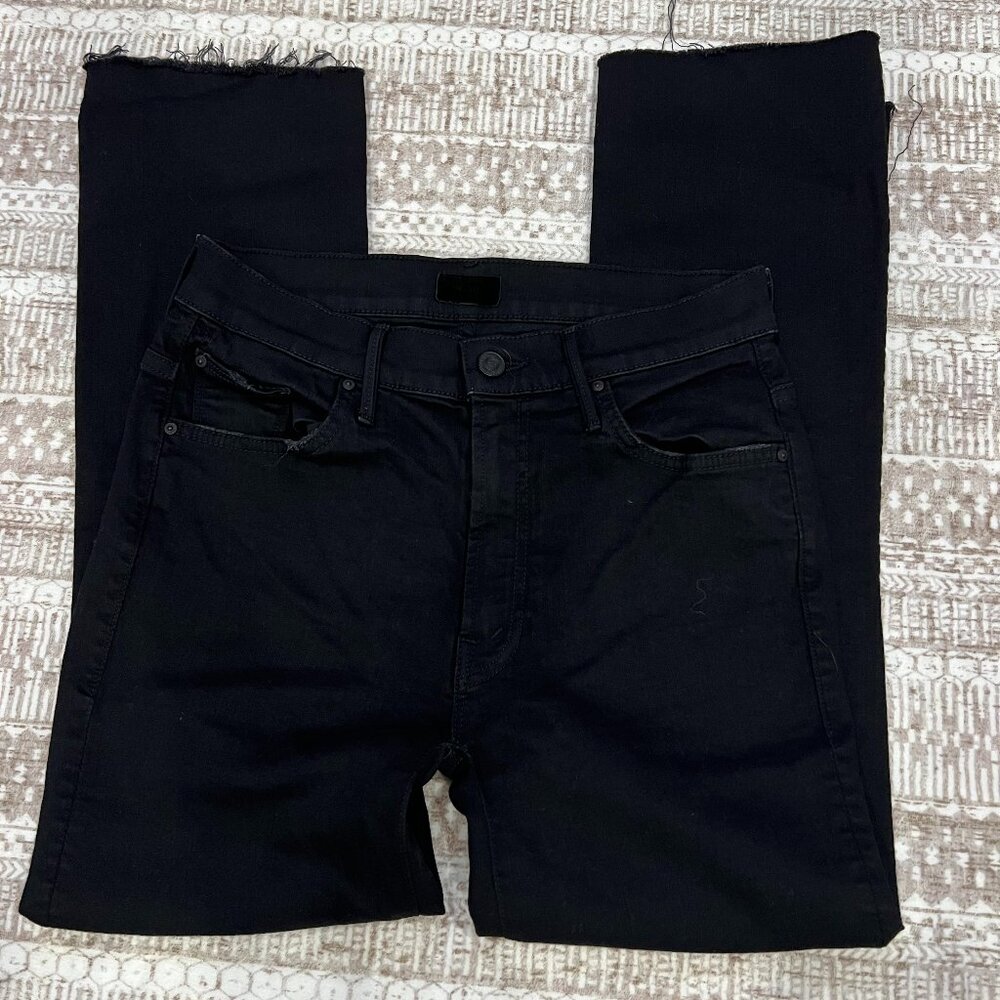 MOTHER The Insider Crop Step Fray Jeans Not Guilty Black Wash Size 27 - Picture 2 of 11